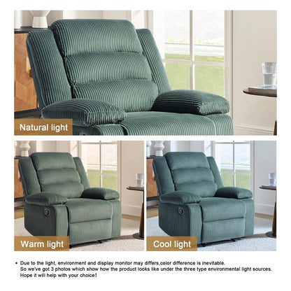 Modern Corduroy Manual Recliner Chair, Lounger Adjustable Recliners with Wide Armrest