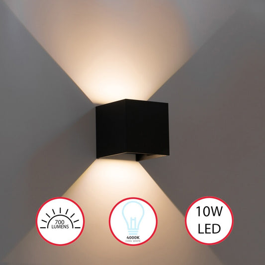 Applique murale moderne LED étanche en aluminium avec faisceau réglable 10 W 4 000 K Blanc froid pour intérieur et extérieur