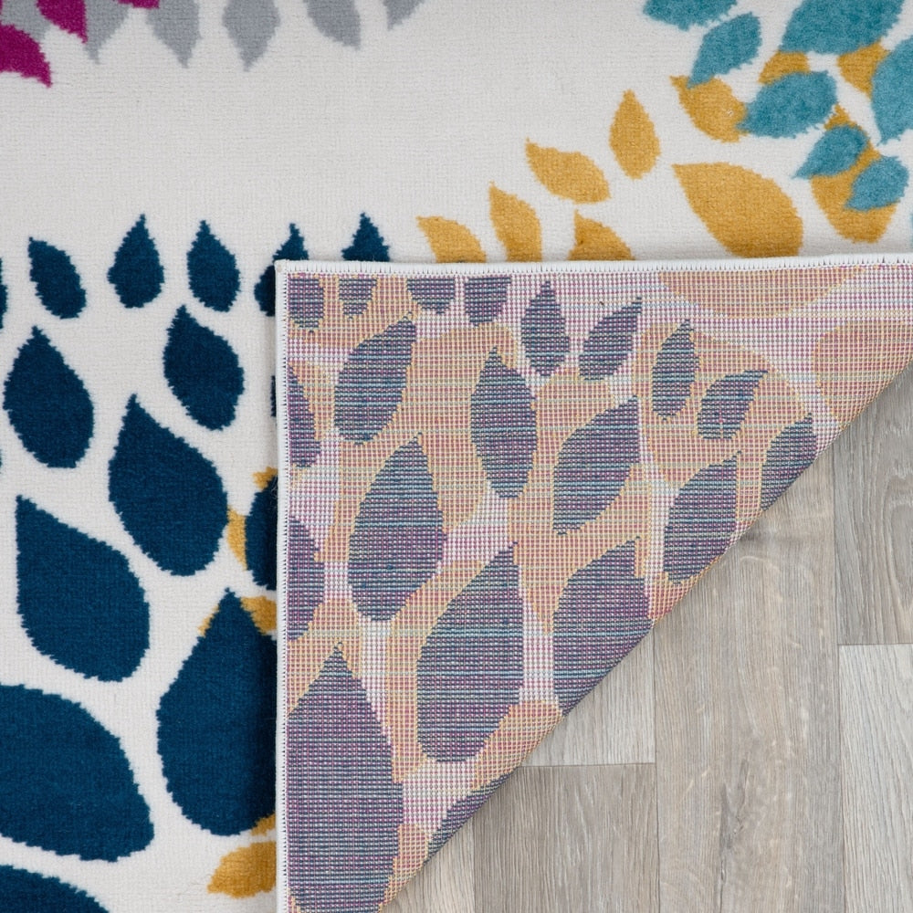 Tapis moderne à motifs floraux circulaires de la World Rug Gallery