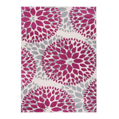 Tapis moderne à motifs floraux circulaires de la World Rug Gallery