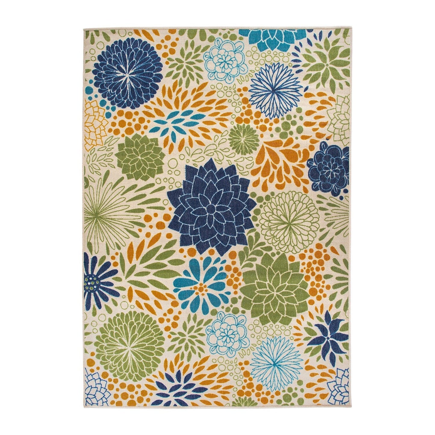 Tapis d'intérieur/extérieur tissé à plat à motifs floraux modernes