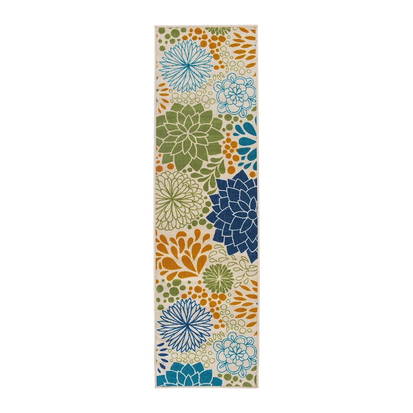 Tapis d'intérieur/extérieur tissé à plat à motifs floraux modernes