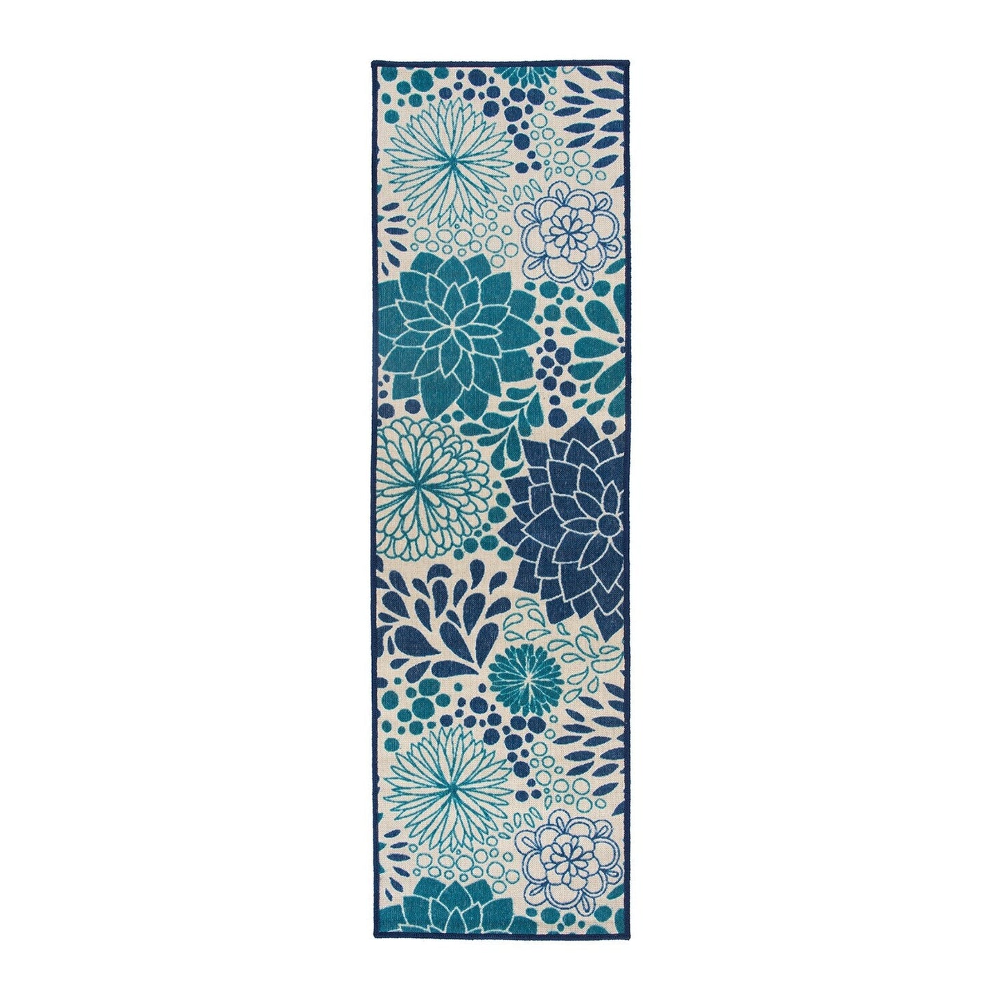 Tapis d'intérieur/extérieur tissé à plat à motifs floraux modernes