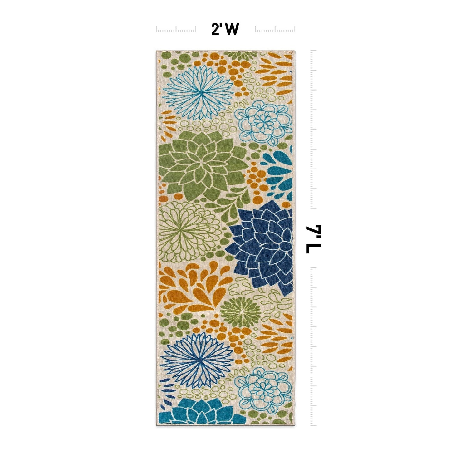 Tapis d'intérieur/extérieur tissé à plat à motifs floraux modernes