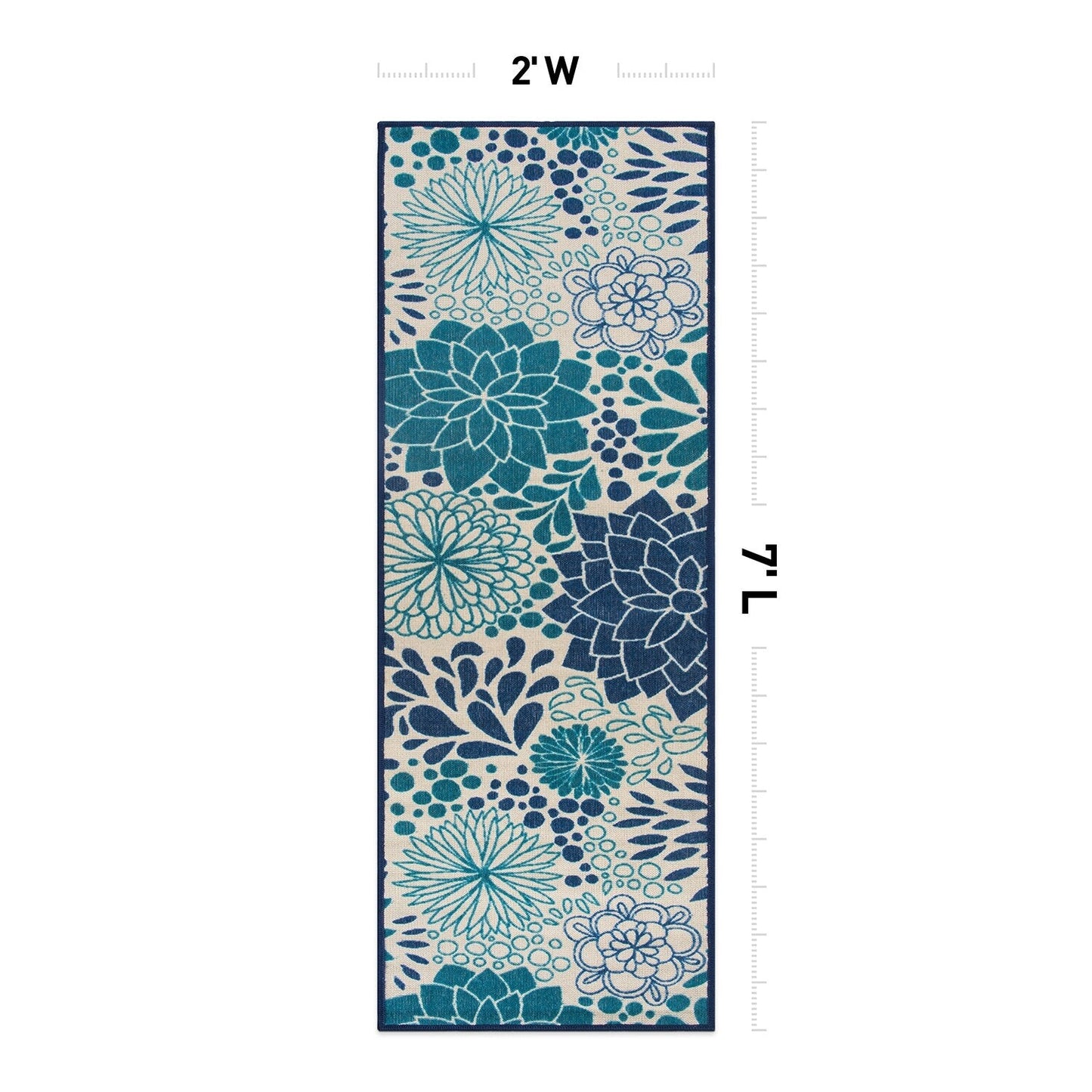 Tapis d'intérieur/extérieur tissé à plat à motifs floraux modernes
