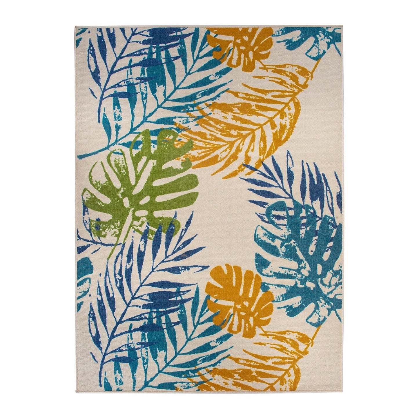 Tapis d'intérieur/extérieur moderne à tissage plat et motif floral et feuilles