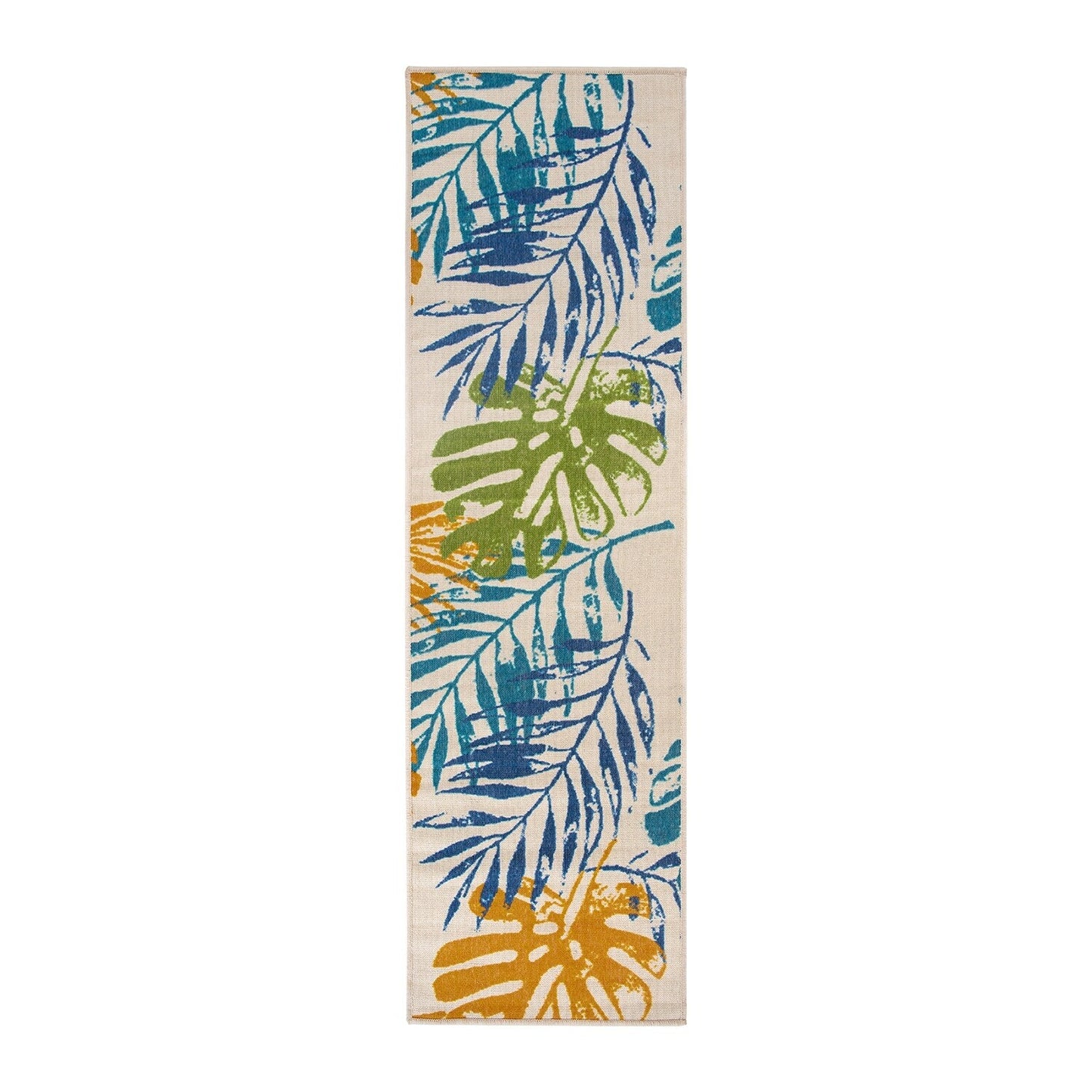 Tapis d'intérieur/extérieur moderne à tissage plat et motif floral et feuilles