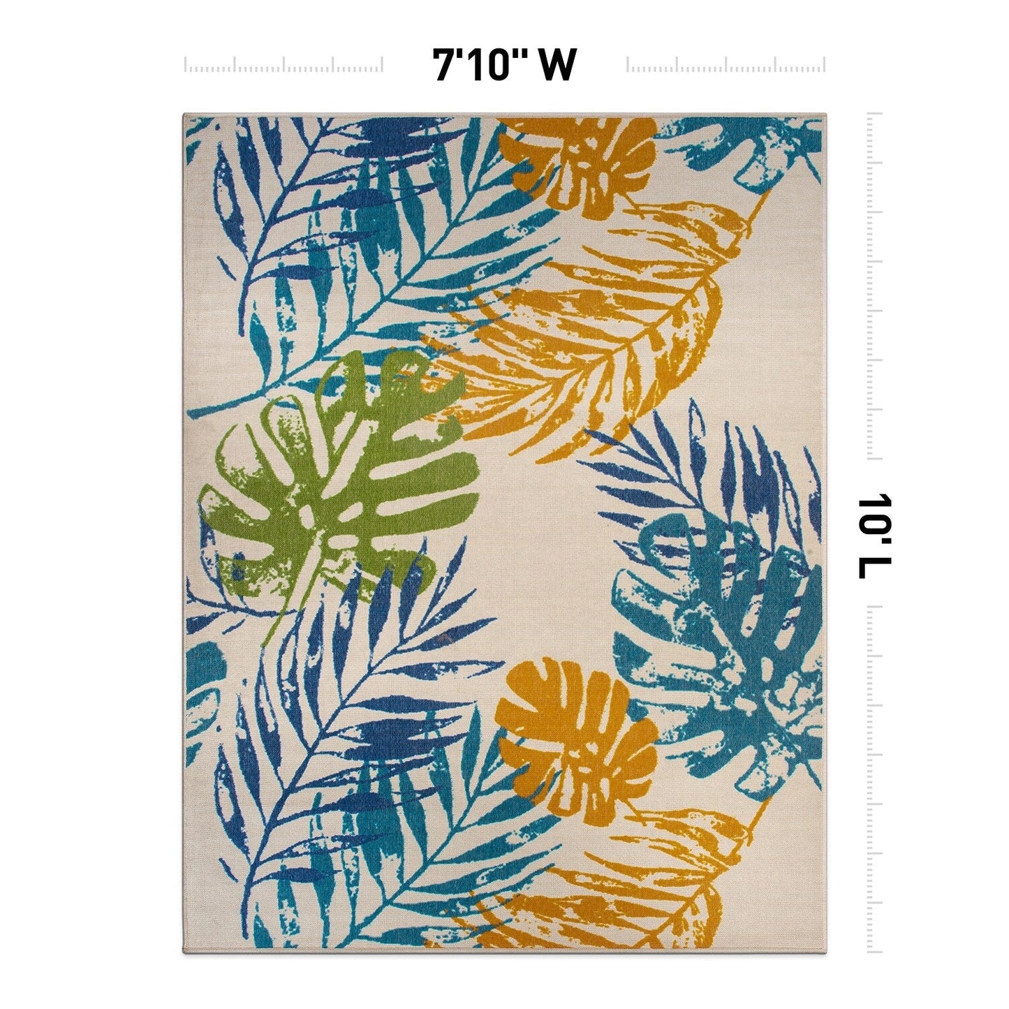 Tapis d'intérieur/extérieur moderne à tissage plat et motif floral et feuilles