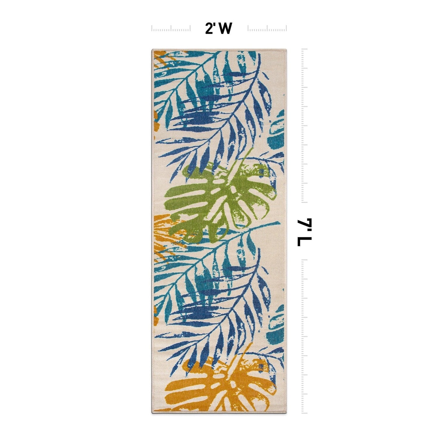Tapis d'intérieur/extérieur moderne à tissage plat et motif floral et feuilles