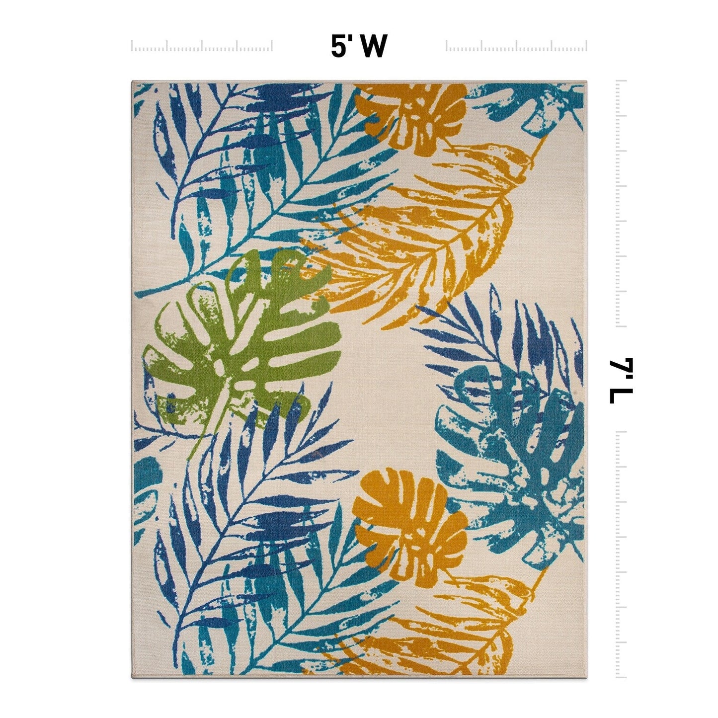 Tapis d'intérieur/extérieur moderne à tissage plat et motif floral et feuilles