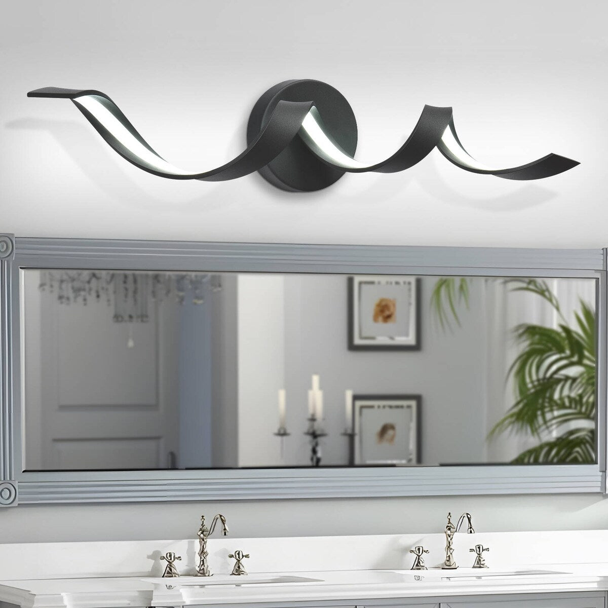 Applique murale à LED pour salle de bain au design moderne en spirale, à intensité variable