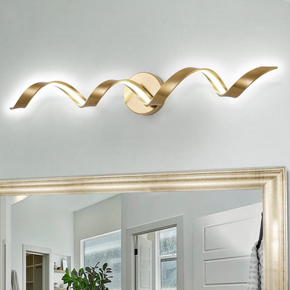 Applique murale à LED pour salle de bain au design moderne en spirale, à intensité variable