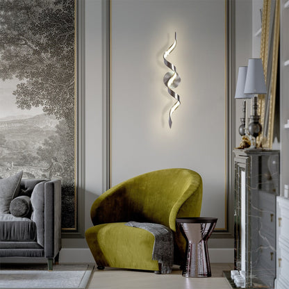 Applique murale à LED pour salle de bain au design moderne en spirale, à intensité variable