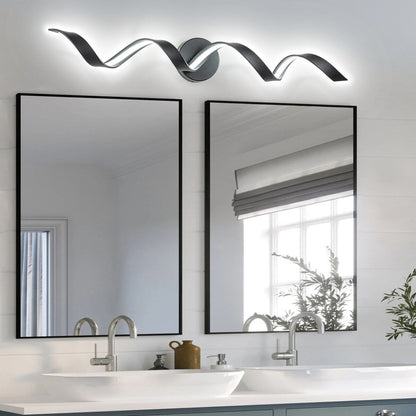 Applique murale à LED pour salle de bain au design moderne en spirale, à intensité variable