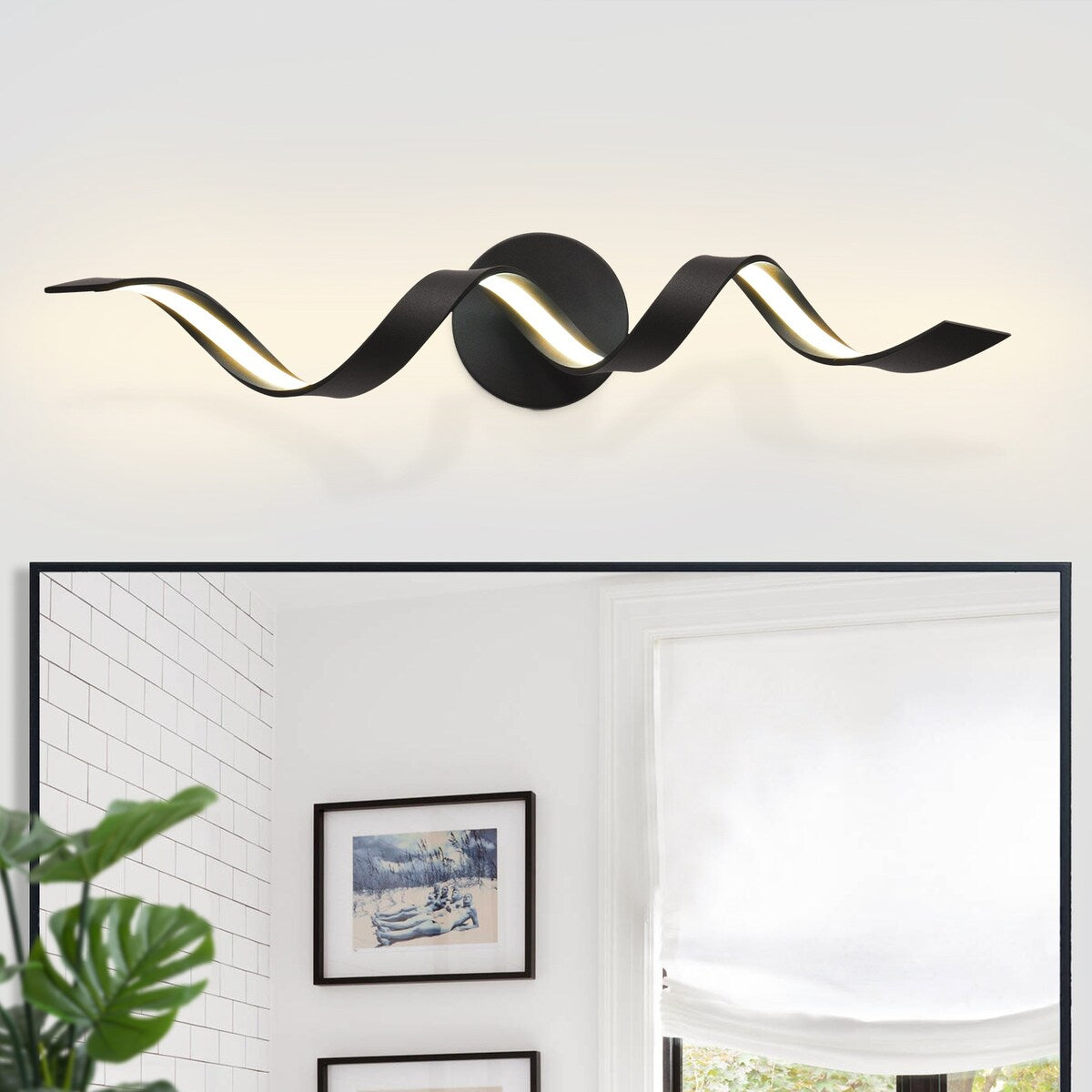 Applique murale à LED pour salle de bain au design moderne en spirale, à intensité variable