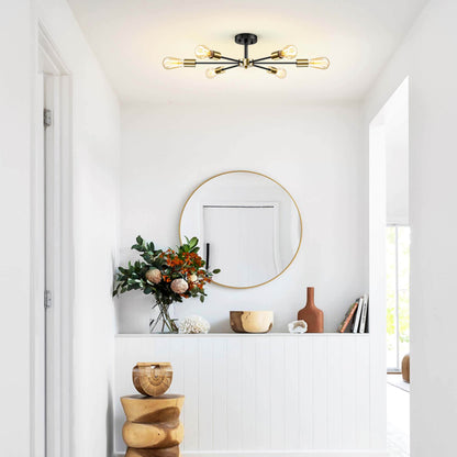 Plafonnier semi-encastré Spoutnik noir/doré pour salon, cuisine, bureau, chambre à coucher, hall d'entrée