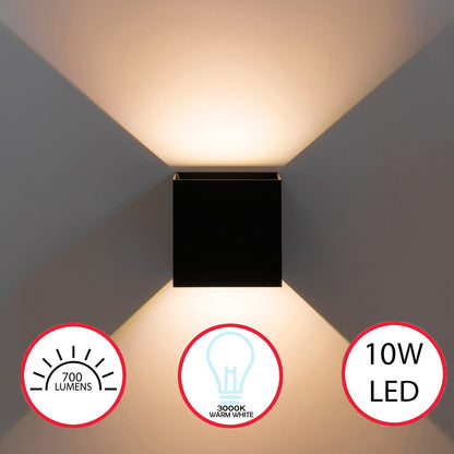 Applique murale moderne LED étanche en aluminium avec faisceau réglable 10 W 4 000 K Blanc froid pour intérieur et extérieur