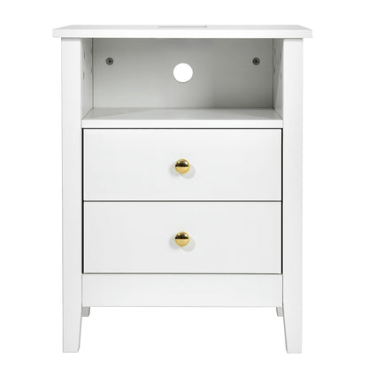 Ensemble de 2 tables de chevet avec station de charge Table d'appoint avec 2 tiroirs avec ports et prises USB Table de chevet