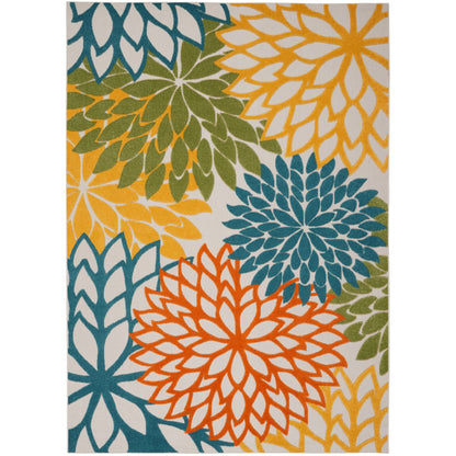 Tapis d'intérieur/extérieur Nourison Alice à motif floral bleu