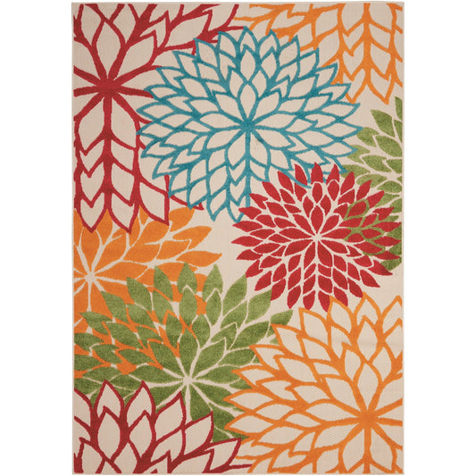 Tapis d'intérieur/extérieur Nourison Alice à motif floral bleu