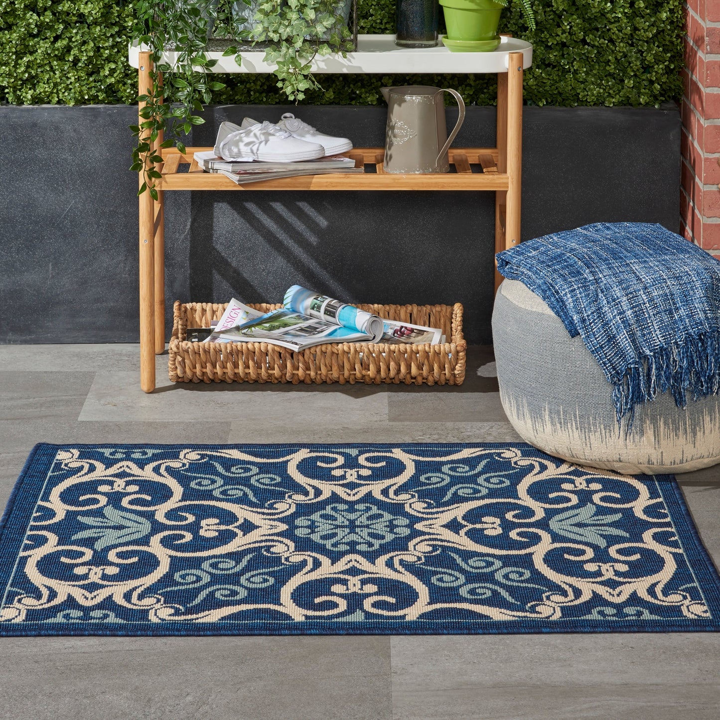 Tapis d'intérieur/extérieur géométrique floral des Caraïbes Nourison