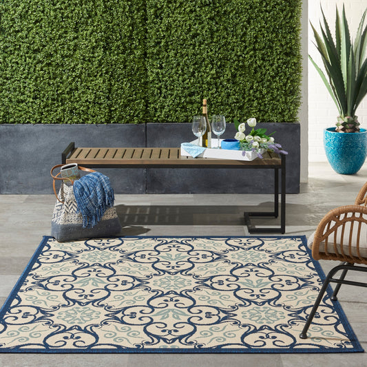 Tapis d'intérieur/extérieur géométrique floral des Caraïbes Nourison