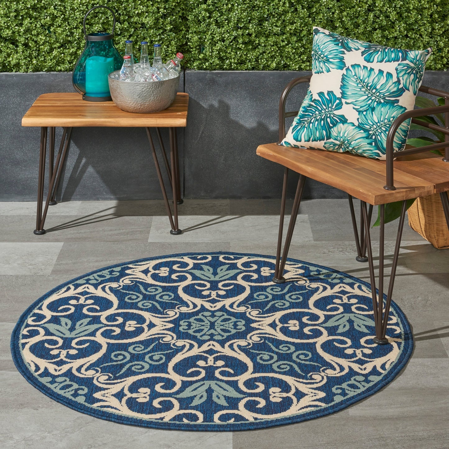 Tapis d'intérieur/extérieur géométrique floral des Caraïbes Nourison