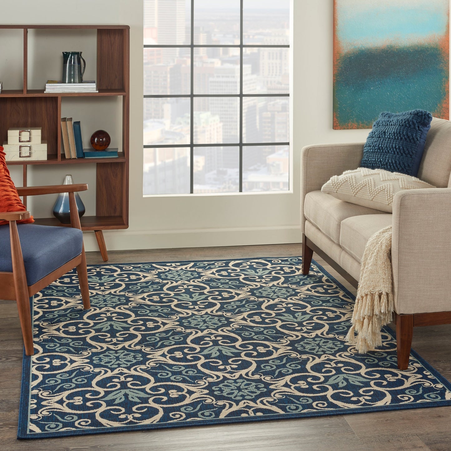 Tapis d'intérieur/extérieur géométrique floral des Caraïbes Nourison