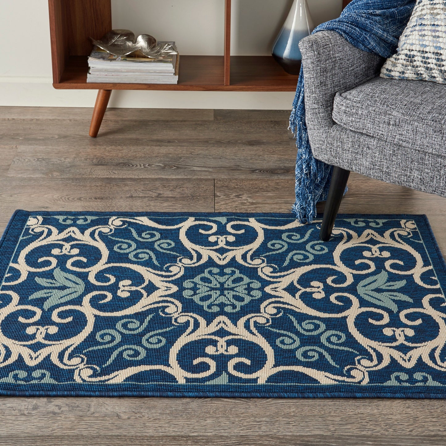 Tapis d'intérieur/extérieur géométrique floral des Caraïbes Nourison
