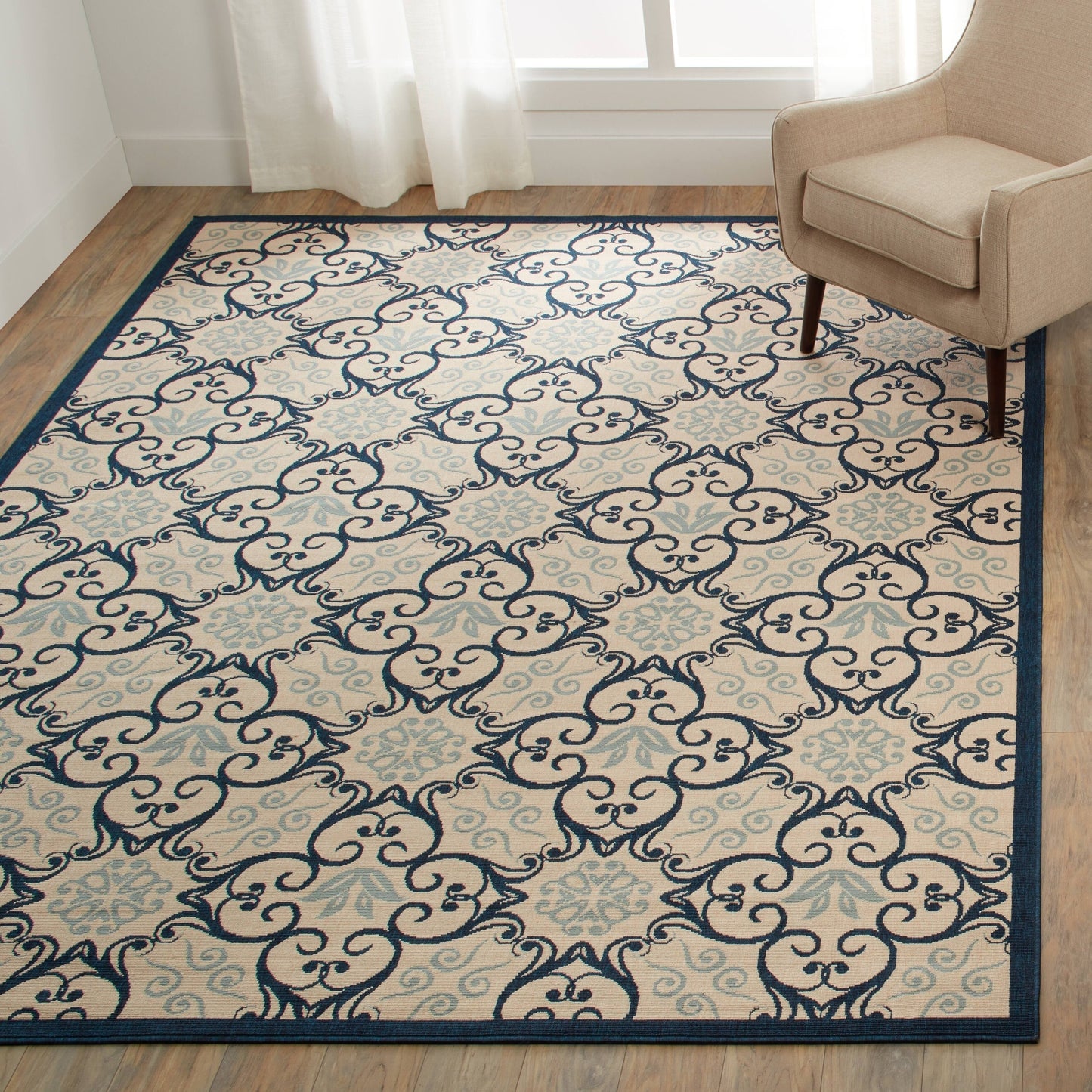 Tapis d'intérieur/extérieur géométrique floral des Caraïbes Nourison