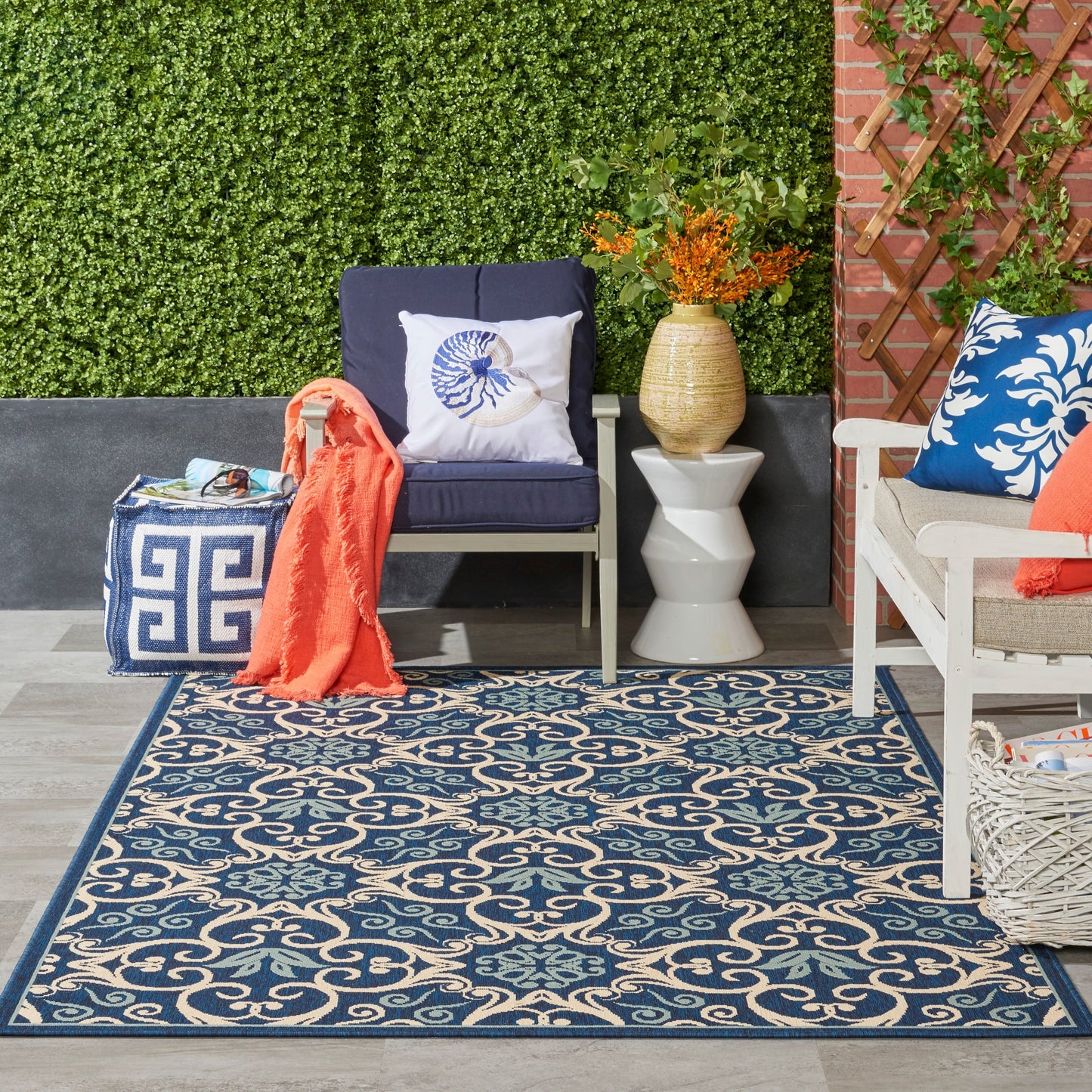 Tapis d'intérieur/extérieur géométrique floral des Caraïbes Nourison