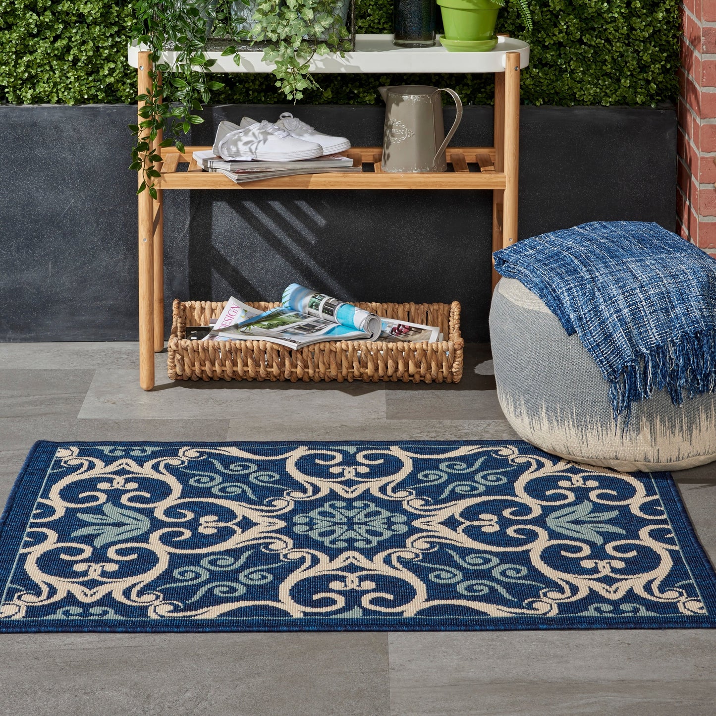 Tapis d'intérieur/extérieur géométrique floral des Caraïbes Nourison