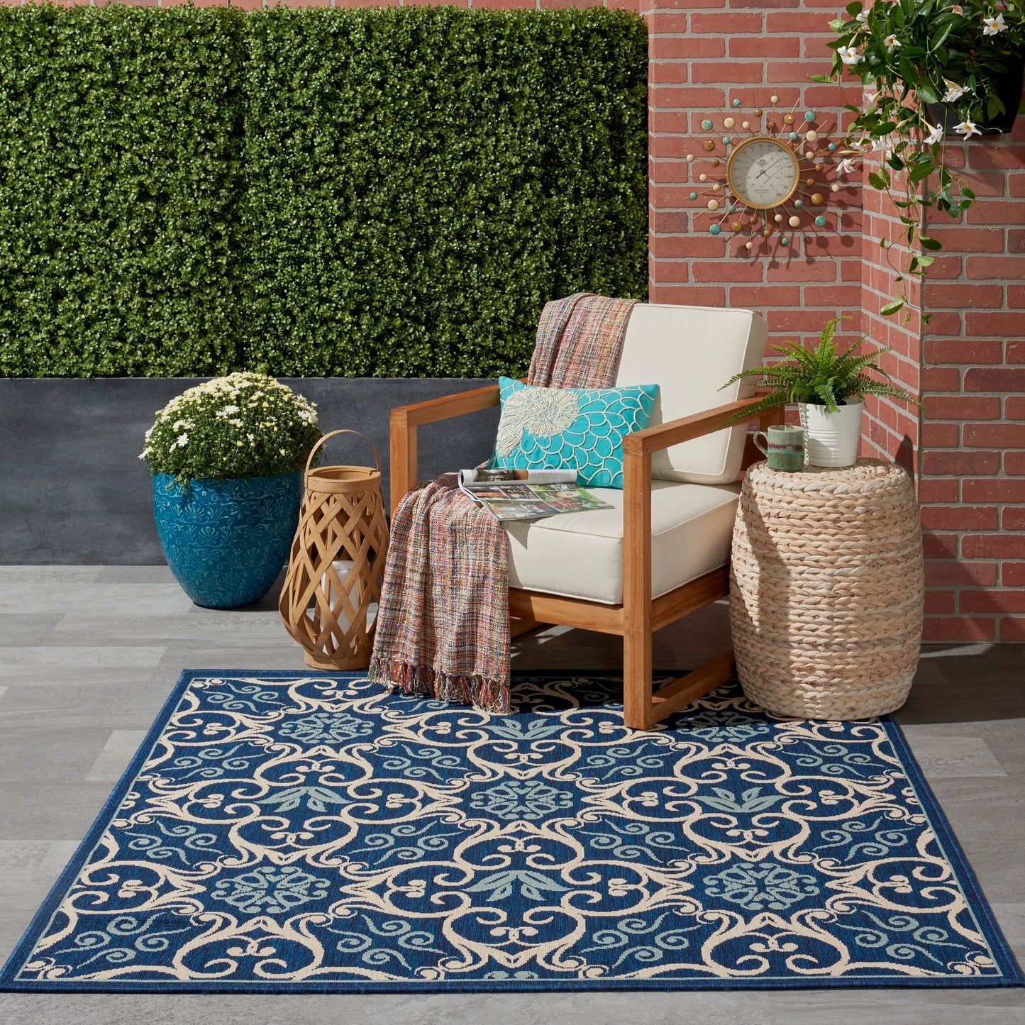 Tapis d'intérieur/extérieur géométrique floral des Caraïbes Nourison