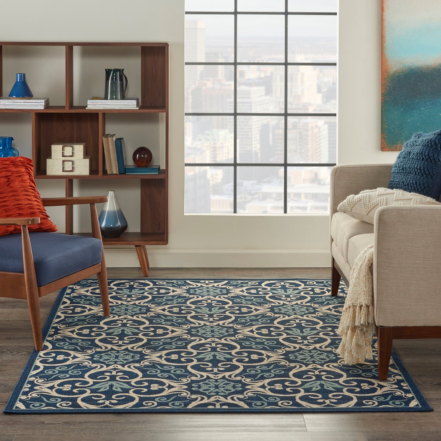 Tapis d'intérieur/extérieur géométrique floral des Caraïbes Nourison