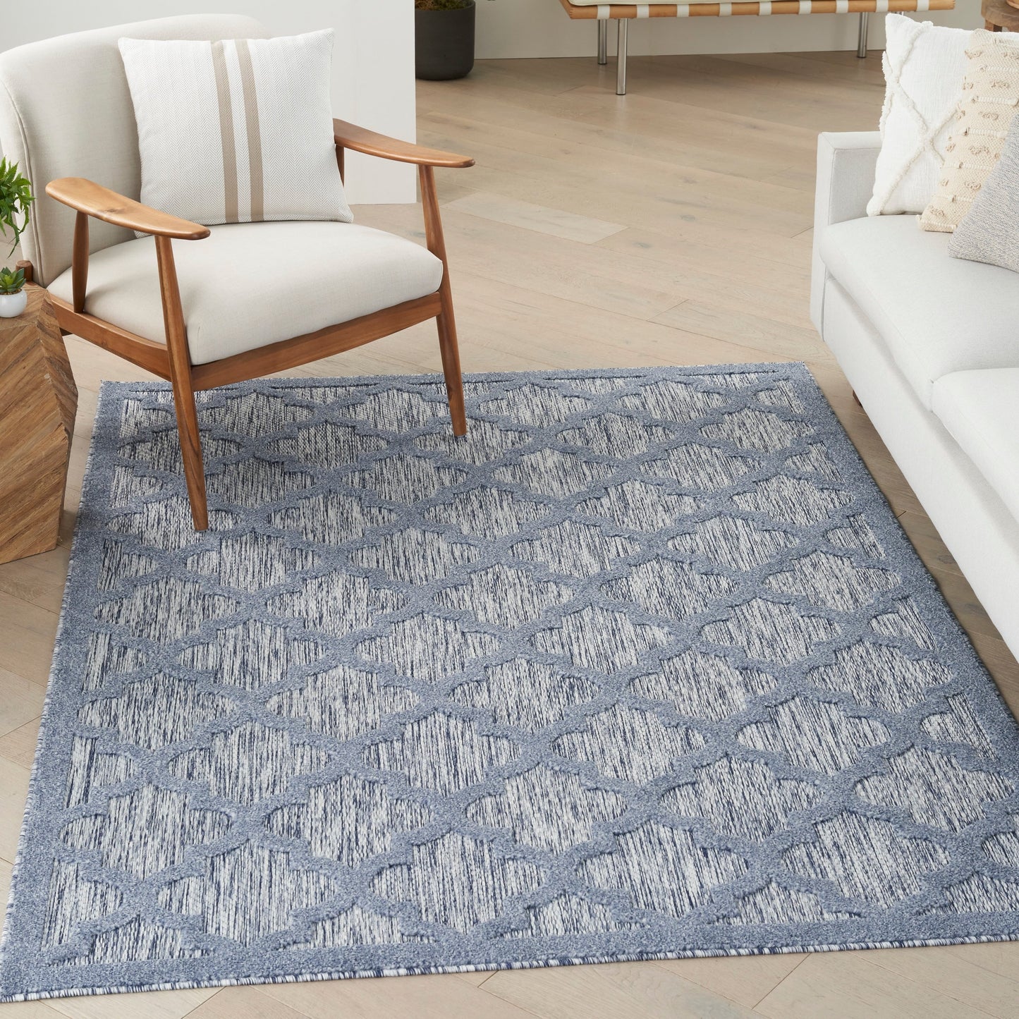 Tapis marocain en treillis Nourison, facile d'entretien, pour intérieur et extérieur