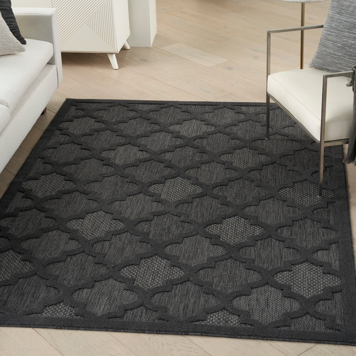Tapis marocain en treillis Nourison, facile d'entretien, pour intérieur et extérieur