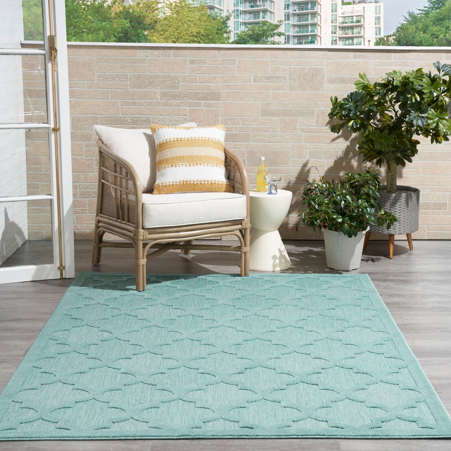 Tapis marocain en treillis Nourison, facile d'entretien, pour intérieur et extérieur
