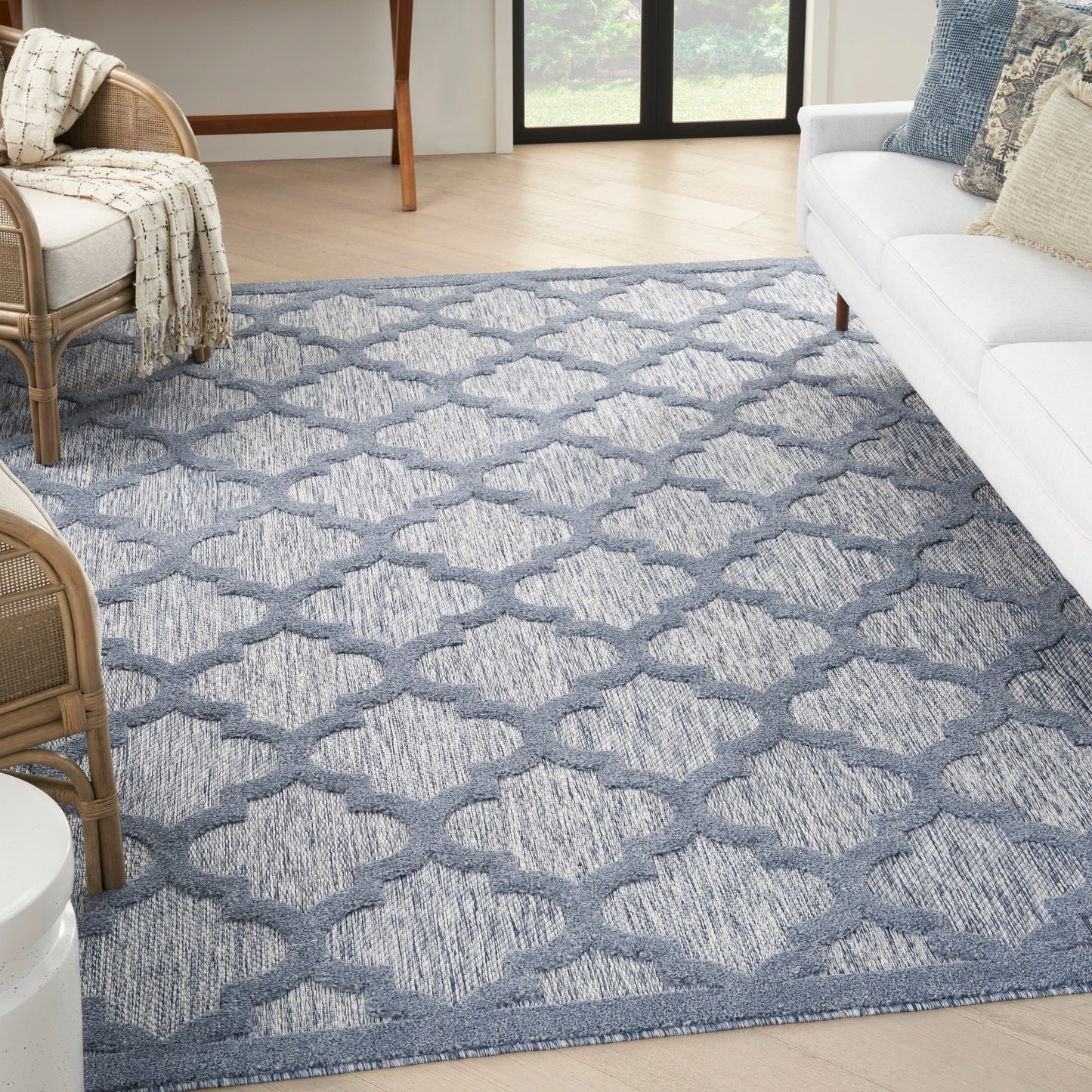 Tapis marocain en treillis Nourison, facile d'entretien, pour intérieur et extérieur