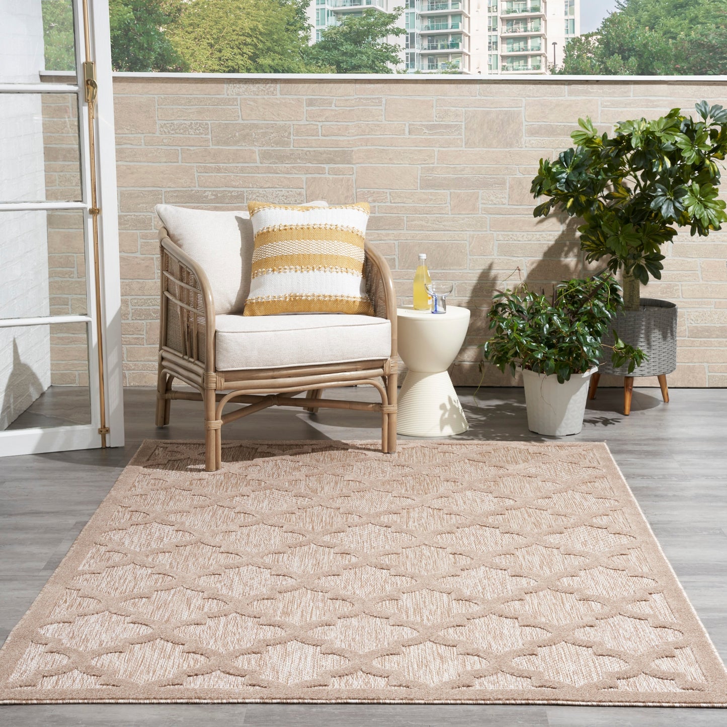 Tapis marocain en treillis Nourison, facile d'entretien, pour intérieur et extérieur