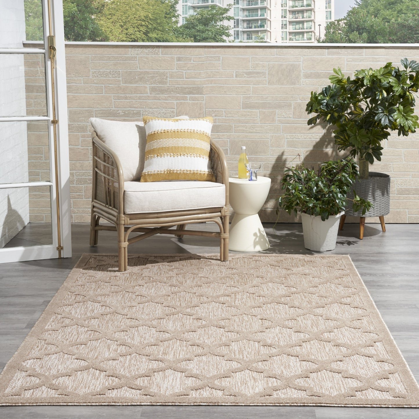 Tapis marocain en treillis Nourison, facile d'entretien, pour intérieur et extérieur