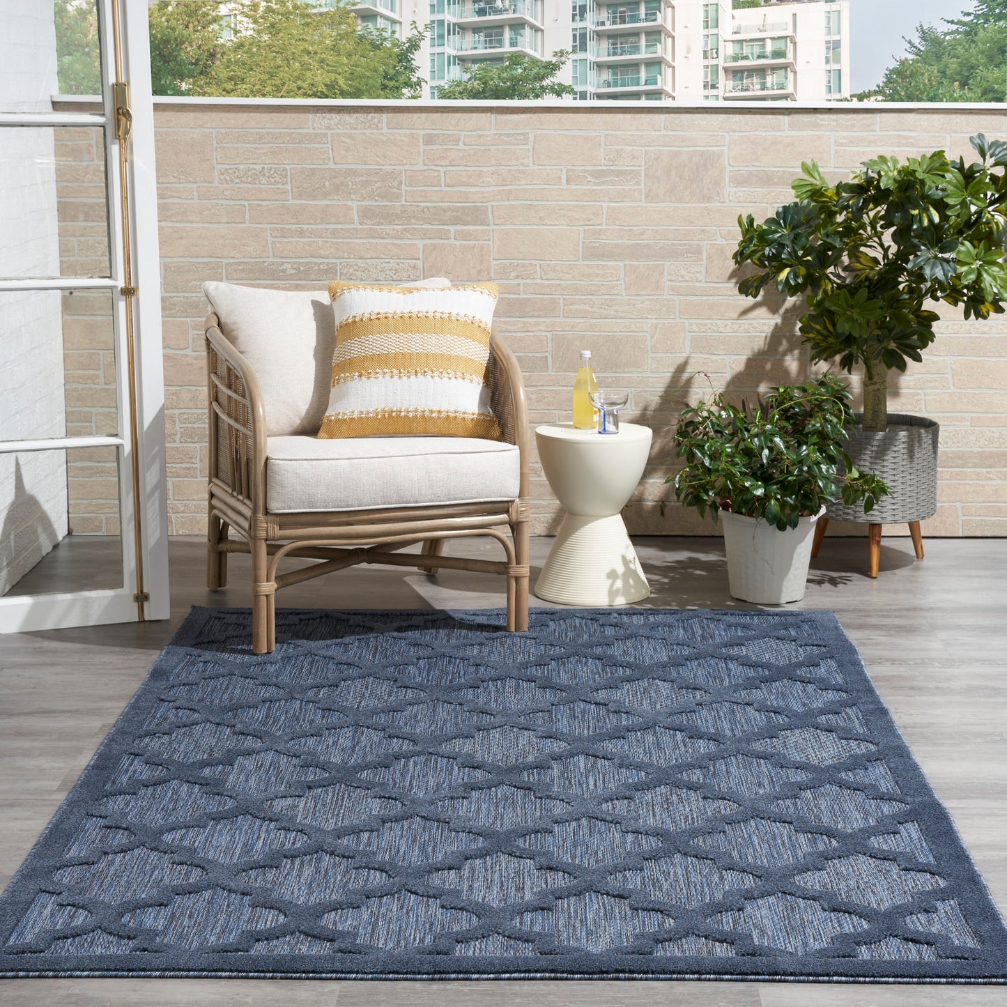 Tapis marocain en treillis Nourison, facile d'entretien, pour intérieur et extérieur