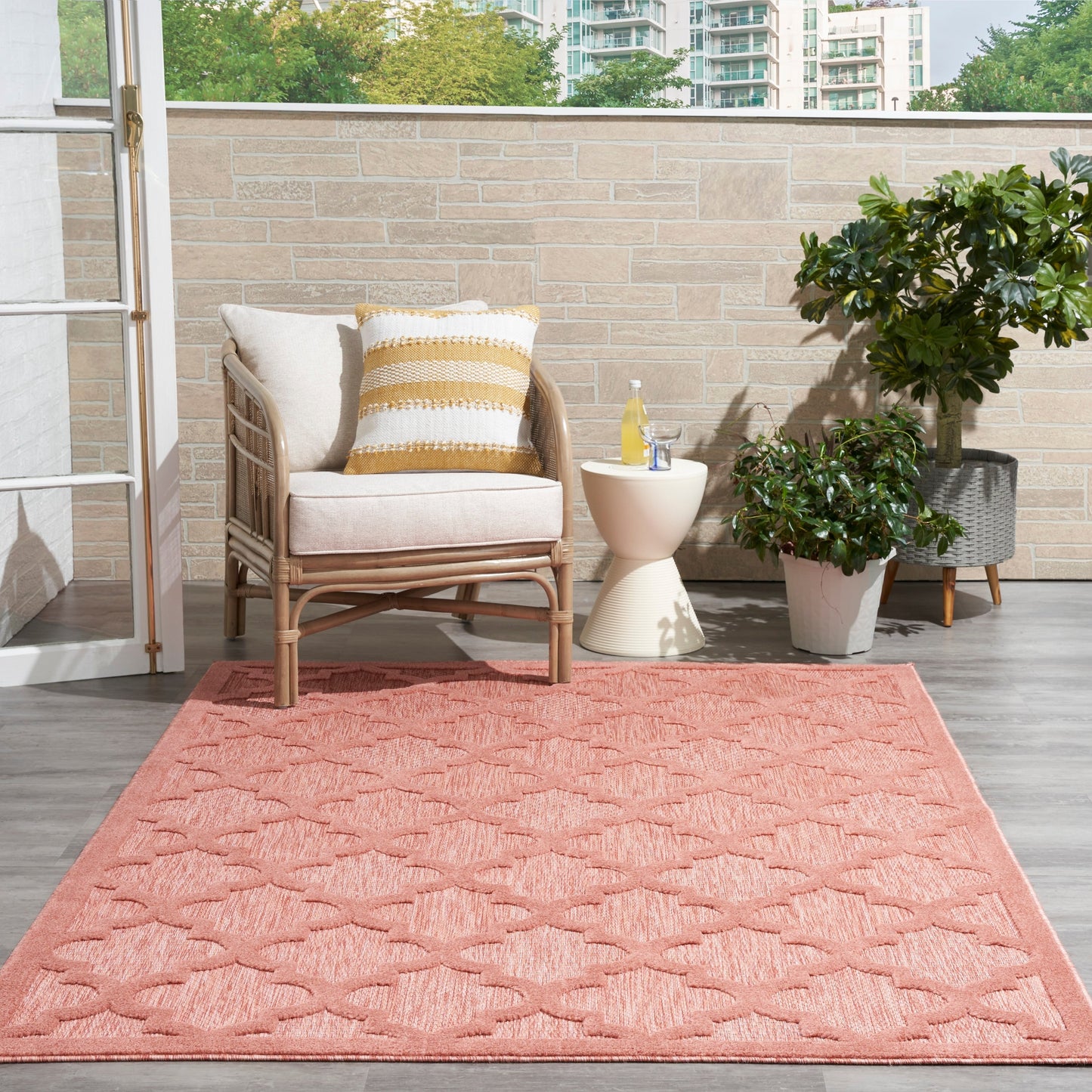 Tapis marocain en treillis Nourison, facile d'entretien, pour intérieur et extérieur