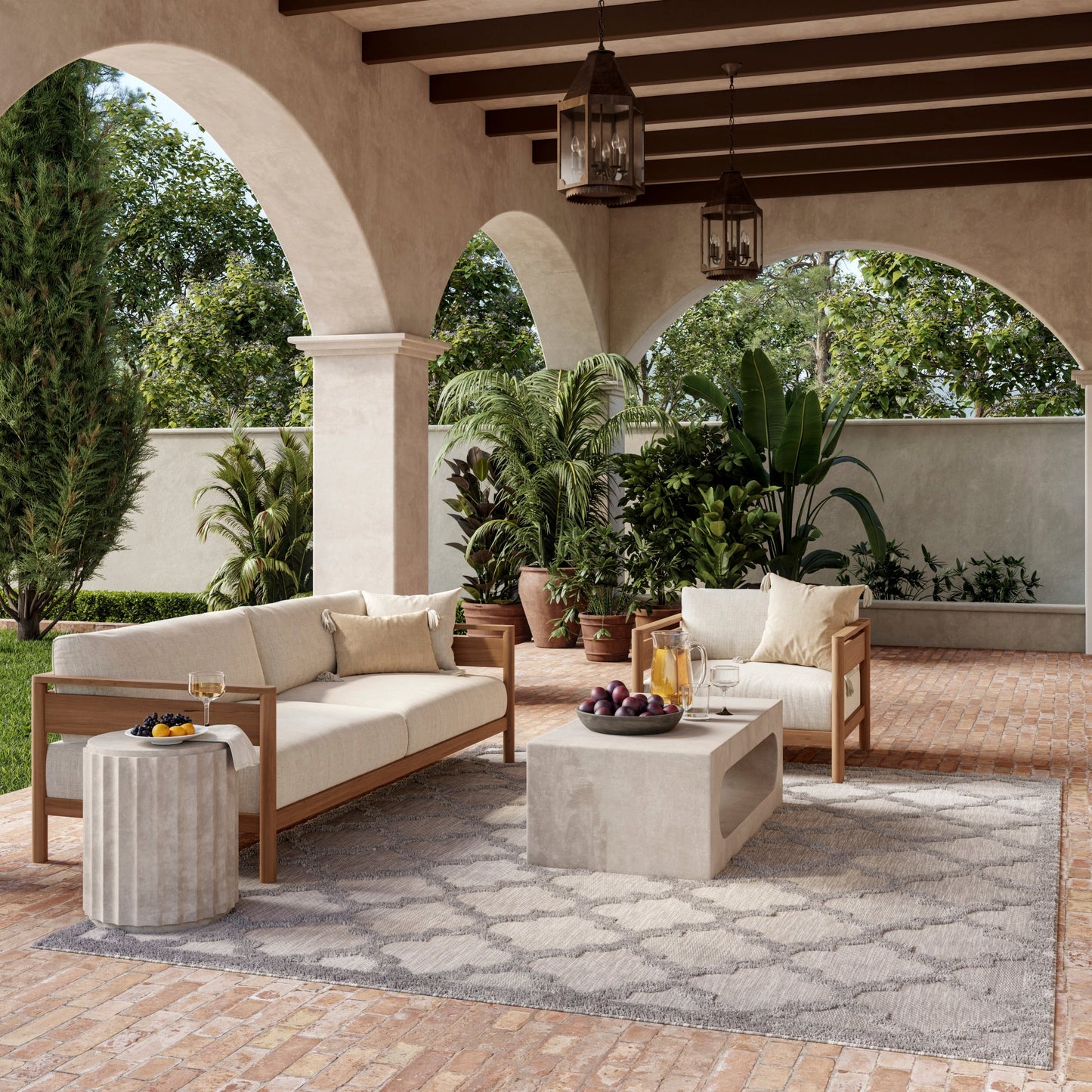 Tapis marocain en treillis Nourison, facile d'entretien, pour intérieur et extérieur