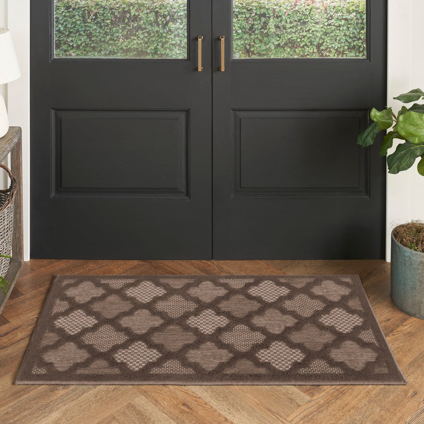 Tapis marocain en treillis Nourison, facile d'entretien, pour intérieur et extérieur