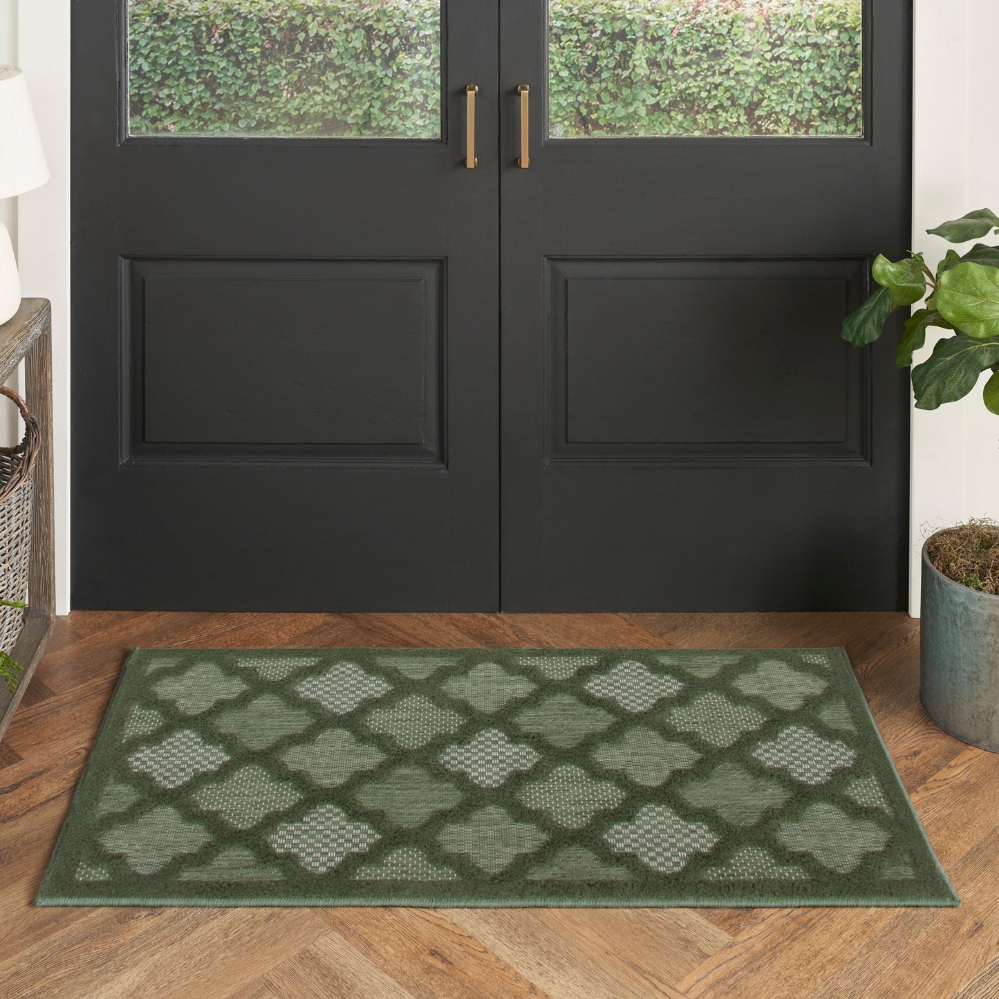 Tapis marocain en treillis Nourison, facile d'entretien, pour intérieur et extérieur