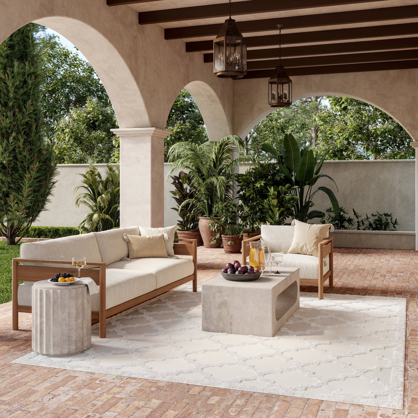 Tapis marocain en treillis Nourison, facile d'entretien, pour intérieur et extérieur