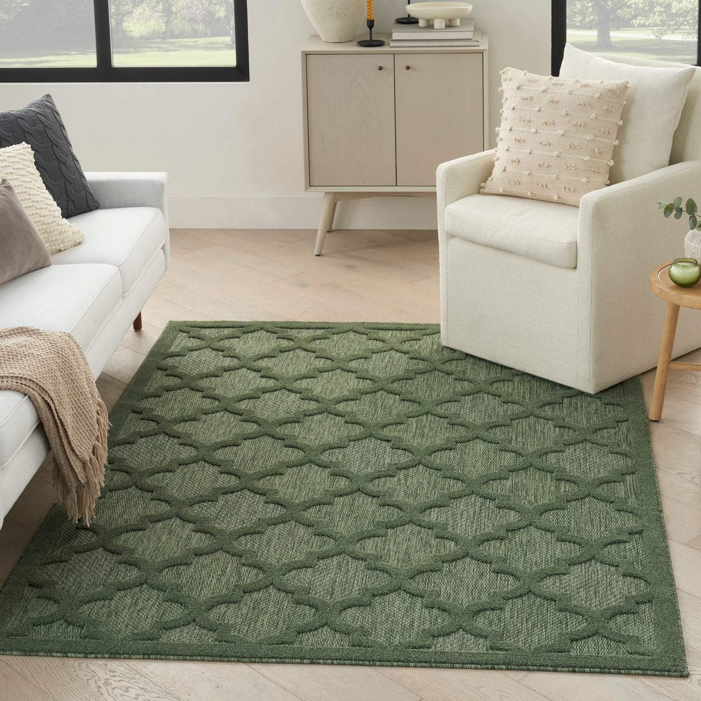 Tapis marocain en treillis Nourison, facile d'entretien, pour intérieur et extérieur