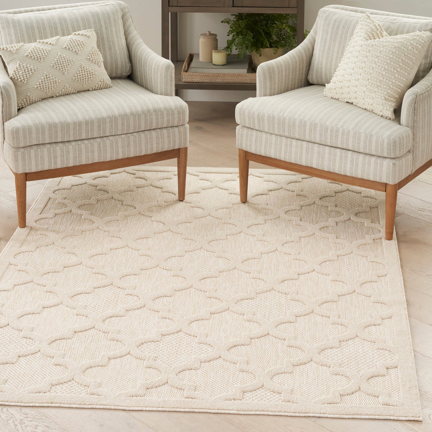 Tapis marocain en treillis Nourison, facile d'entretien, pour intérieur et extérieur