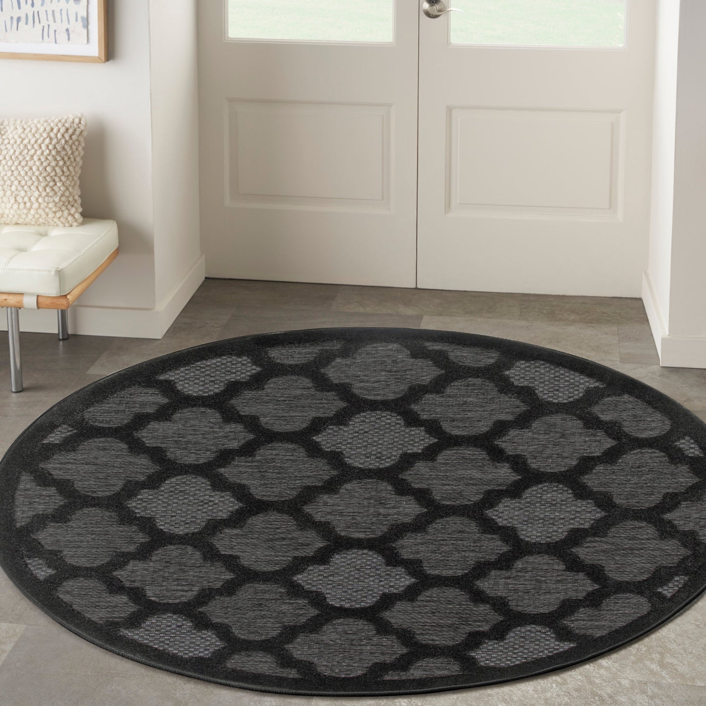 Tapis marocain en treillis Nourison, facile d'entretien, pour intérieur et extérieur