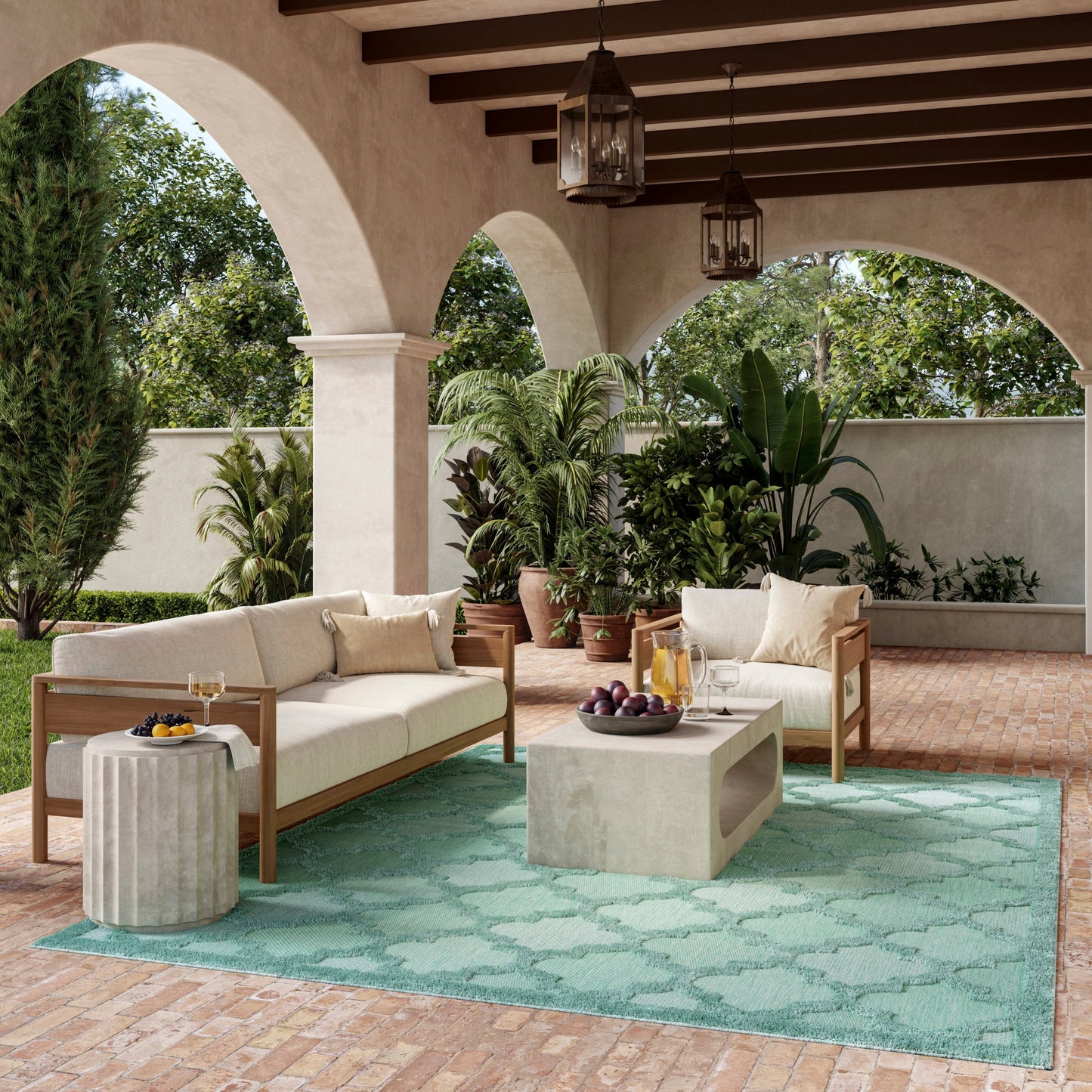 Tapis marocain en treillis Nourison, facile d'entretien, pour intérieur et extérieur
